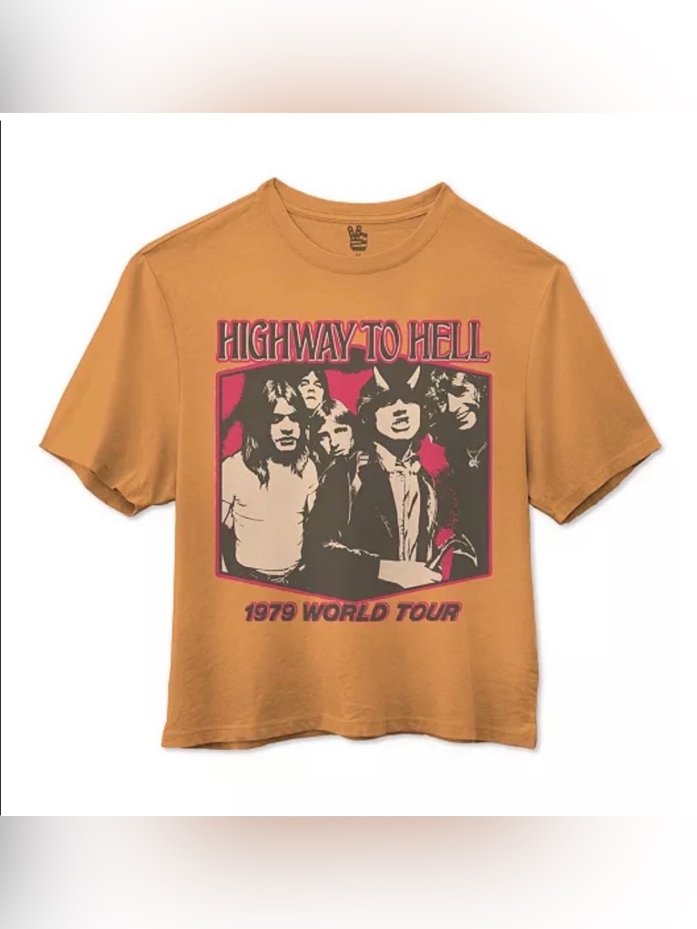 Junk Food NWT XL Highway to Hell AC/DC Cropped Graphic Band T-Shirt